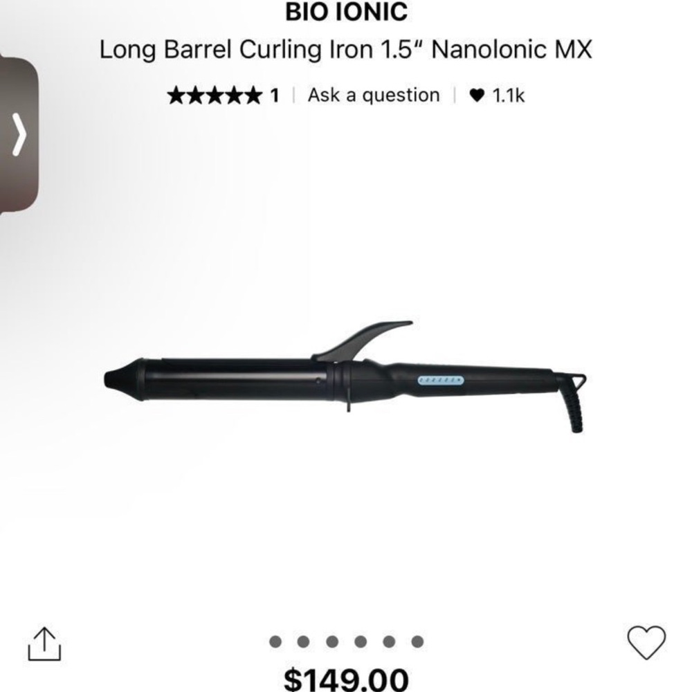 Bio Ionic Long barrel curling iron